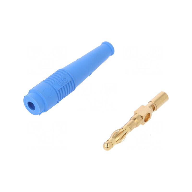 Conector banană 4mm 32A albastru neizolat 2,5mm2 aurit | Electronic-mag.ro | Componente Electronice