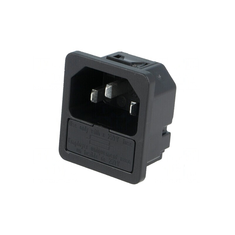Conector alimentare AC soclu tată 10A 250VAC IEC 60320 | Electronic-mag.ro | Componente Electronice