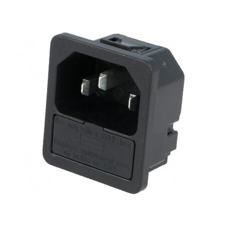 Conector alimentare AC soclu tată 10A 250VAC IEC 60320 | Electronic-mag.ro | Componente Electronice