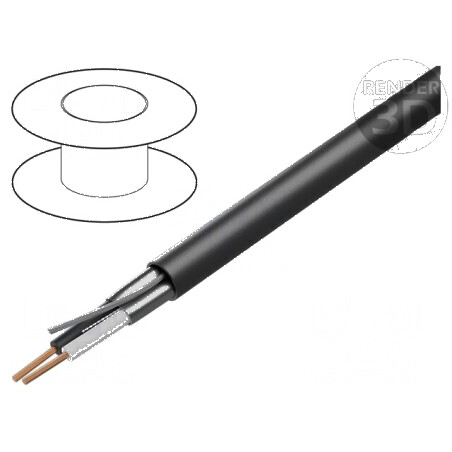 Cablu ecranat 1x2x22AWG, folie Al-PET, PVC negru, 300V, 305m | Electronic-mag.ro | Componente Electronice