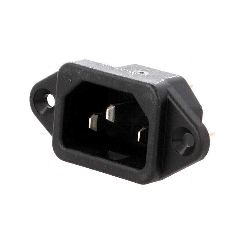 Conector alimentare AC soclu tată 10A 250VAC IEC 60320 6061 | Electronic-mag.ro | Componente Electronice