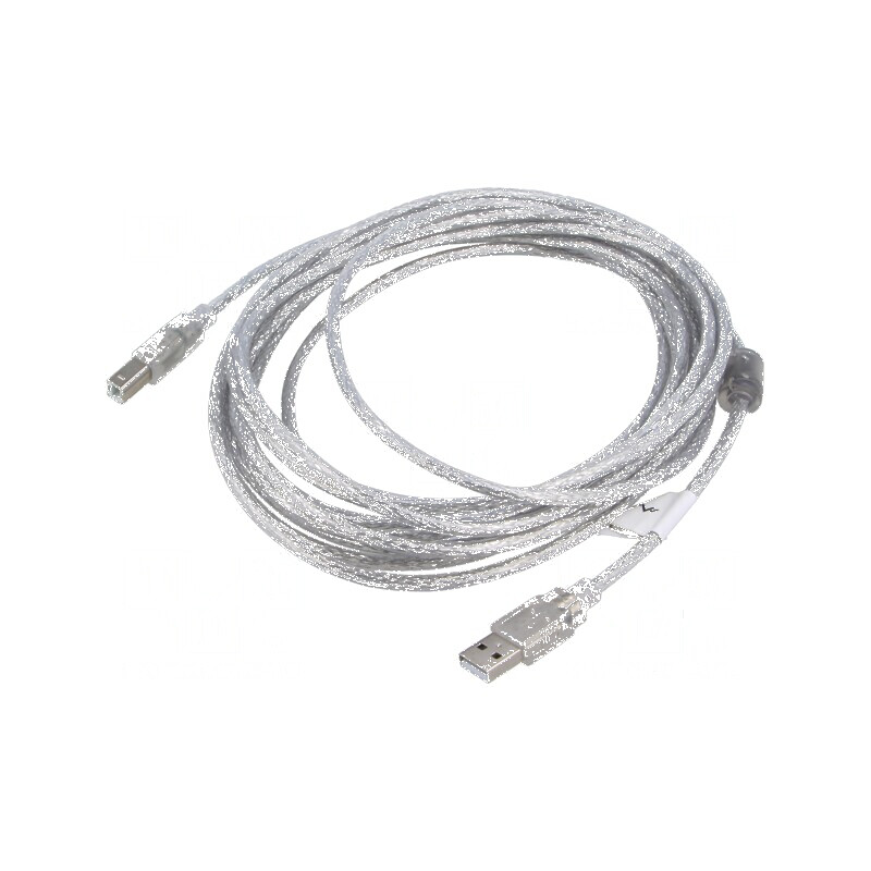 Cablu USB 2.0 A la B aurit 5m transparent | Electronic-mag.ro | Componente Electronice