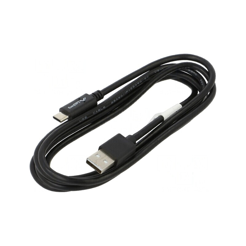 Cablu USB 2.0 A la C 1.8m negru PVC | Electronic-mag.ro | Componente Electronice