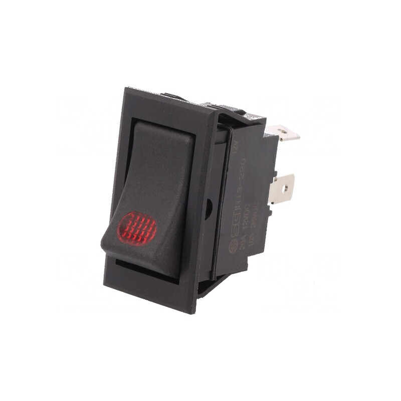 Rocker SPST 2 ON-OFF 20A 12VDC Negru cu LED 50mΩ | Electronic-mag.ro | Componente Electronice