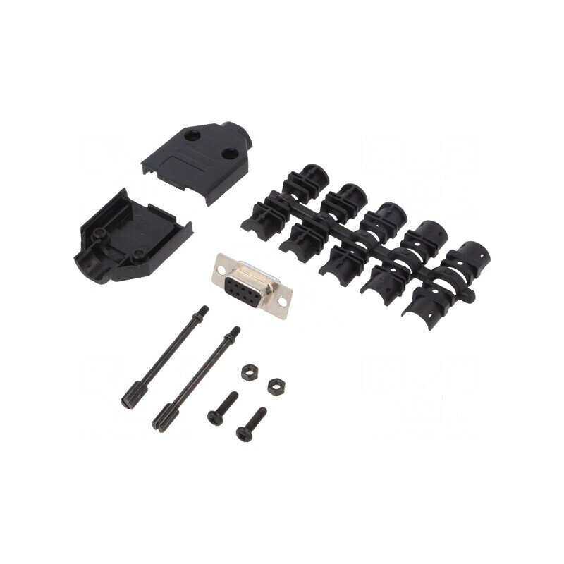 Mufă mamă D-Sub 9 PIN lipire pe cablu neagră - Kit complet | Electronic-mag.ro | Componente Electronice