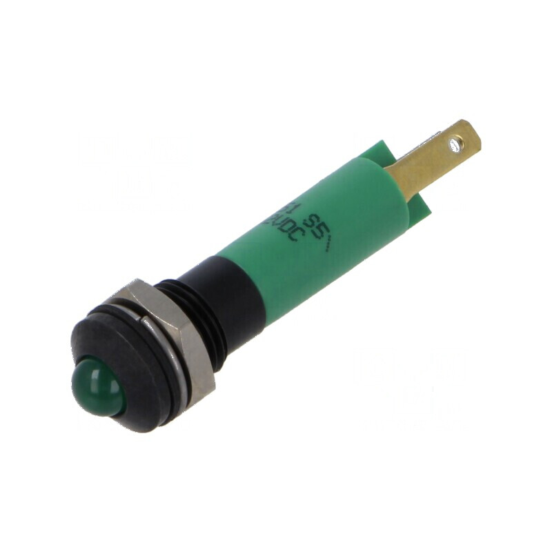Lampă LED convexă verde 12VDC Ø8mm IP67 5mm | Electronic-mag.ro | Componente Electronice