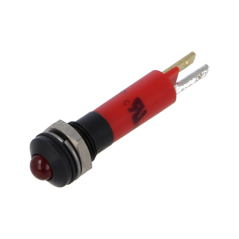 Lampă LED convexă roșie 12VDC Ø8mm IP67 ØLED 5mm | Electronic-mag.ro | Componente Electronice