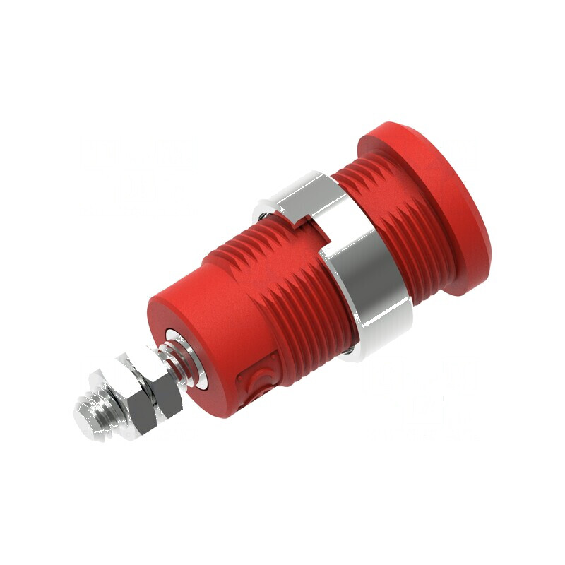 Conector banană 4mm soclu 36A 1kV roşu nichelat cu izolaţie | Electronic-mag.ro | Componente Electronice