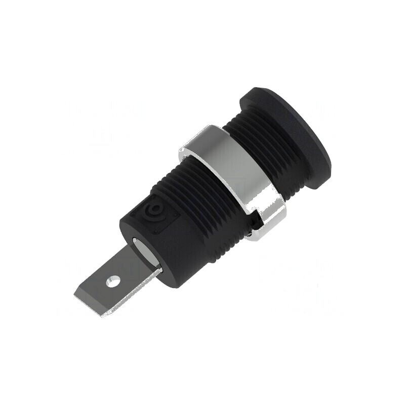 Conector banană 4mm soclu 36A 1kV negru nichelat | Electronic-mag.ro | Componente Electronice