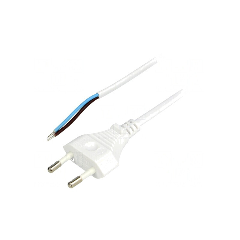 Cablu CEE 7/16 2x0,75mm² PVC 2,5m alb 2,5A | Electronic-mag.ro | Componente Electronice