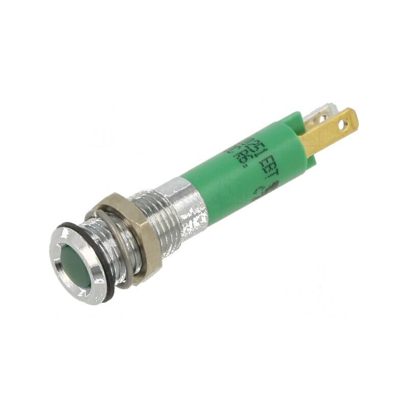 Lampă LED super plată verde 12VDC Ø8mm IP40 8mcd | Electronic-mag.ro | Componente Electronice