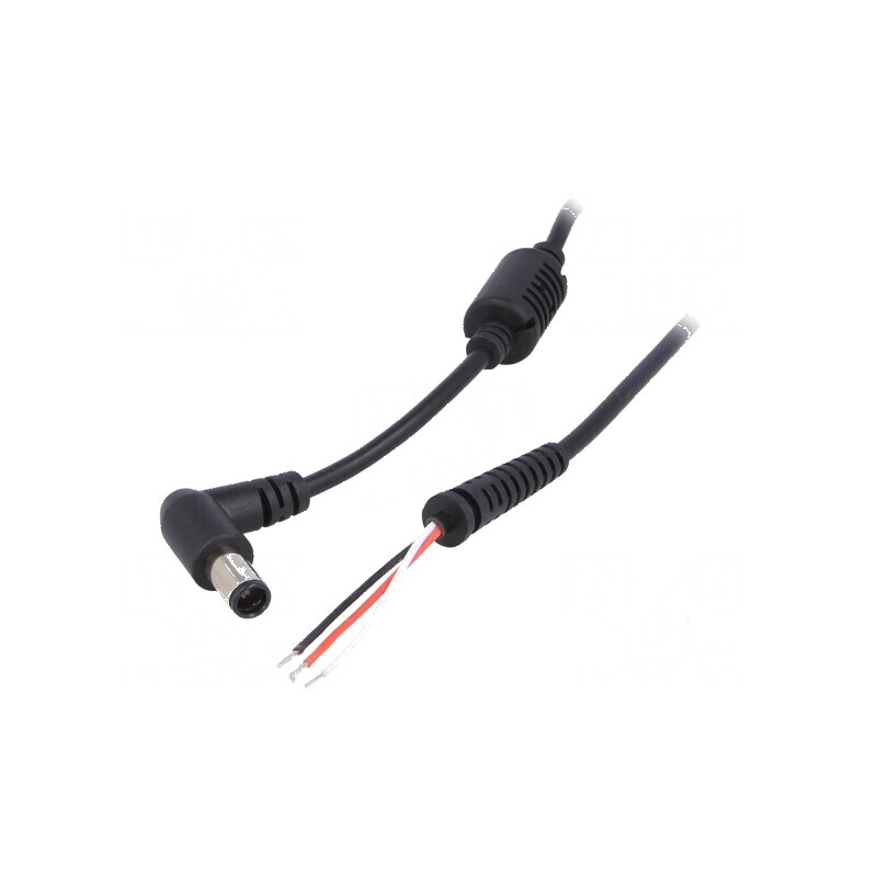 Cablu DC 7,4/5,0 cu mufă în unghi negru, 1,2m, 3x0,5mm² | Electronic-mag.ro | Componente Electronice