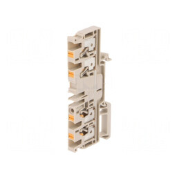 Term. îmbinare şine 4mm2 1 pistă 4 borne bej cu arc | Electronic-mag.ro | Componente Electronice