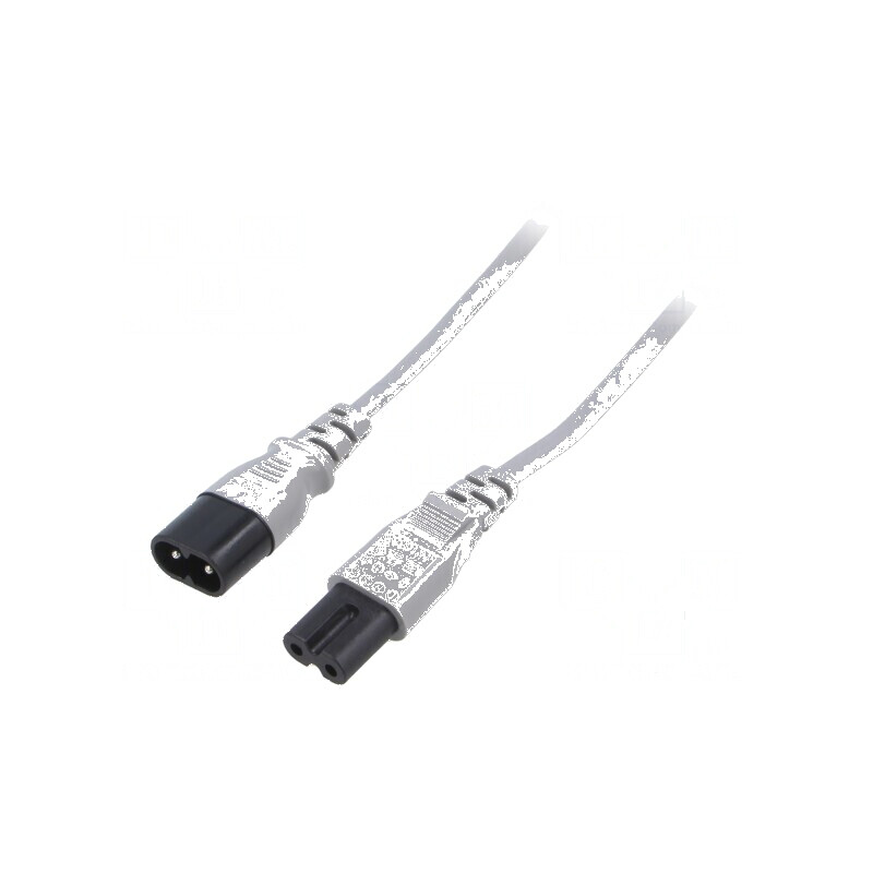 Cablu IEC C7 mamă - IEC C8 tată 1m gri 2,5A 250V | Electronic-mag.ro | Componente Electronice
