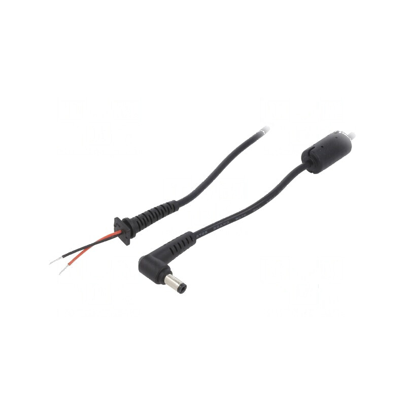 Cablu DC 5,5/2,1 mufă unghi negru 1,2m 2x0,5mm² | Electronic-mag.ro | Componente Electronice
