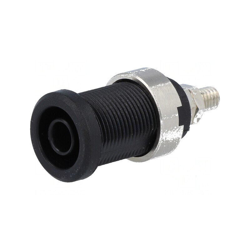 Conector banană 4mm soclu 36A 1kV negru nichelat | Electronic-mag.ro | Componente Electronice