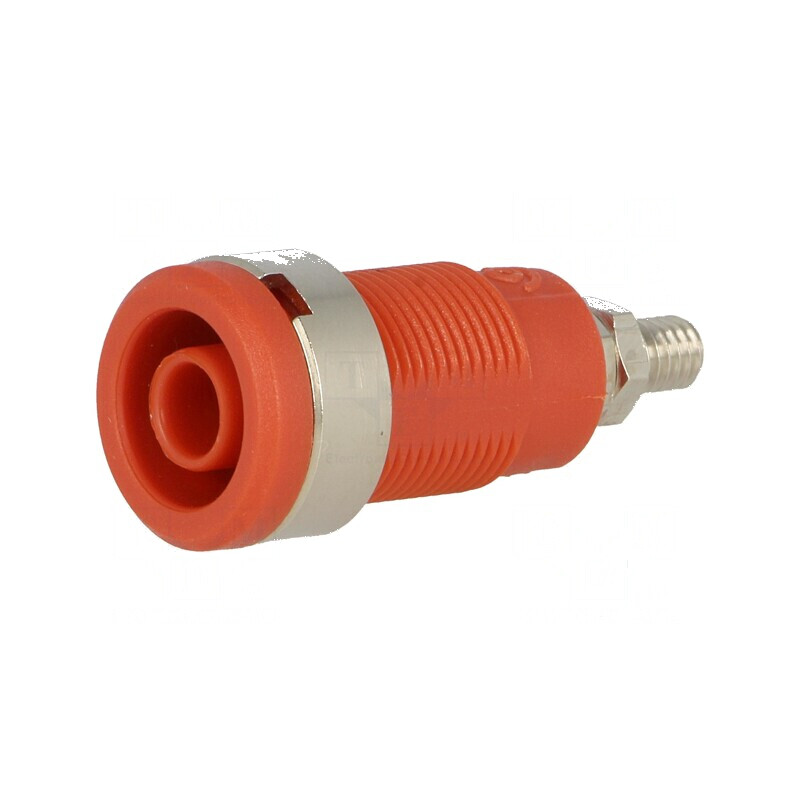 Conector banană 4mm soclu 36A 1kV roşie nichelat | Electronic-mag.ro | Componente Electronice
