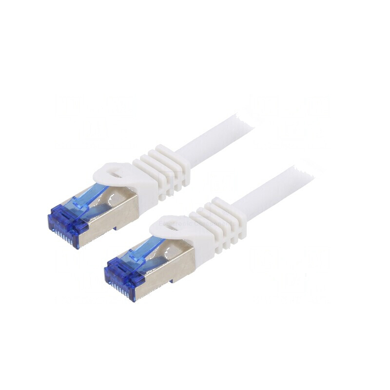 Cablaj patch S/FTP 6a LSZH alb 0,5m 26AWG | Electronic-mag.ro | Componente Electronice