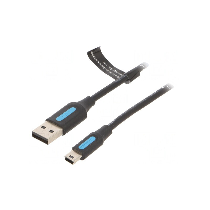 Cablu USB 2.0 A la B mini, 1,5m, negru | Electronic-mag.ro | Componente Electronice