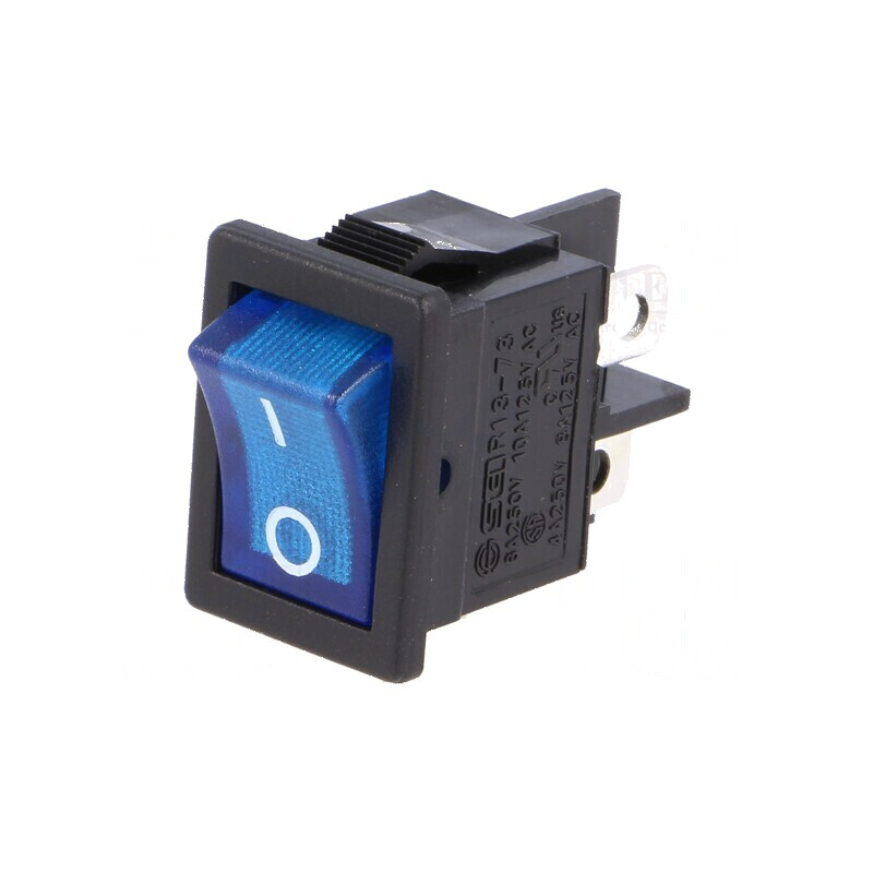 Rocker DPST ON-OFF 6A/250VAC cu lampă neon albastră | Electronic-mag.ro | Componente Electronice