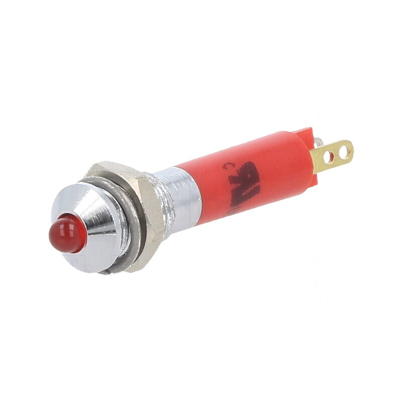 Lampă LED convexă roșie 24VDC Ø6mm IP40 ØLED 3mm | Electronic-mag.ro | Componente Electronice