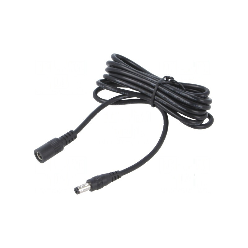 Cablu DC 5,5/2,1 cu mufă și soclu drept 2x0,5mm2 negru | Electronic-mag.ro | Componente Electronice