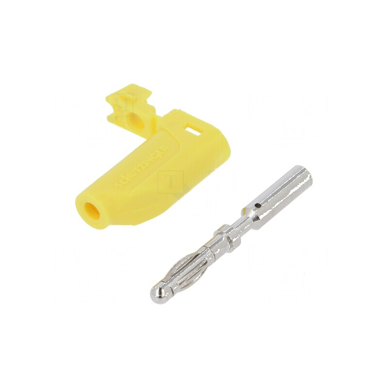 Conector banană 4mm 16A 33VAC 70VDC galben nichelat | Electronic-mag.ro | Componente Electronice