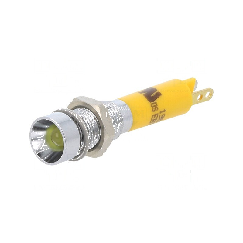Lampă LED concav galbenă 24VDC Ø6mm IP40 metal | Electronic-mag.ro | Componente Electronice