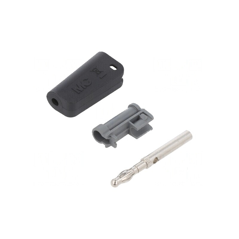Conector banană 4mm negru nichelat 19A pe cablu | Electronic-mag.ro | Componente Electronice