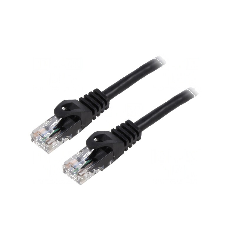 Cablu Patch U/UTP 6 litat CCA PVC negru 5m 26AWG | Electronic-mag.ro | Componente Electronice