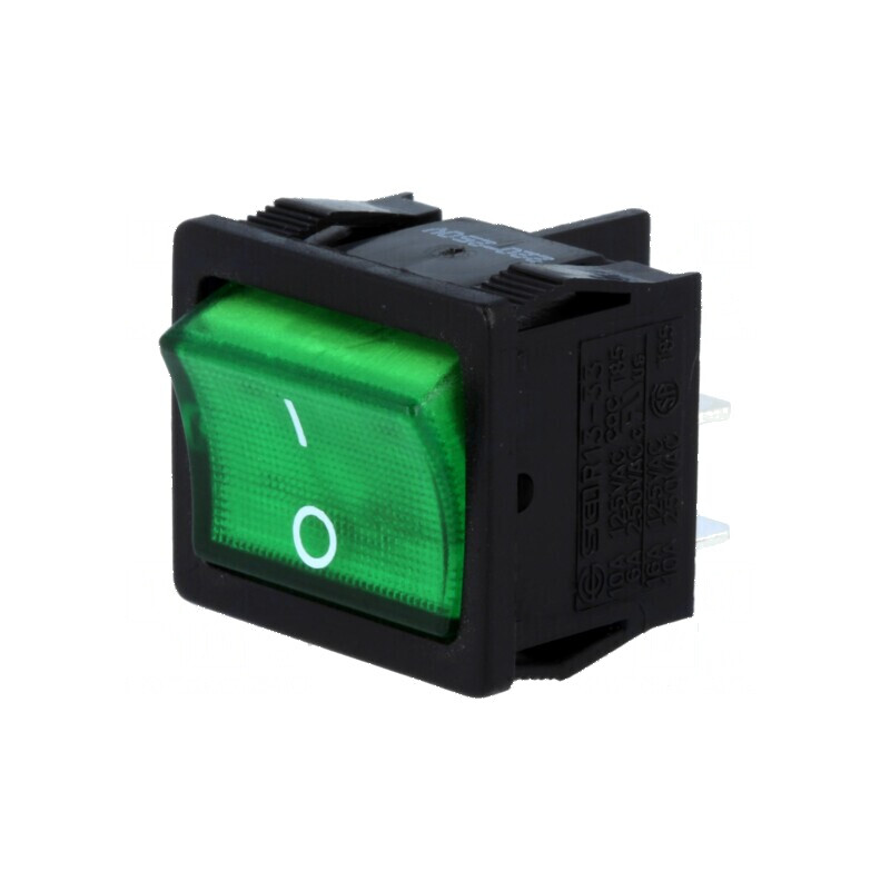 Rocker DPST 2 ON-OFF 6A/250VAC Verde cu Neon 250V | Electronic-mag.ro | Componente Electronice