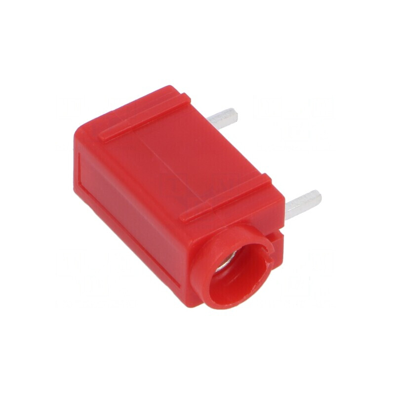 Conector banană 4mm soclu 24A roşu argintat PCB | Electronic-mag.ro | Componente Electronice