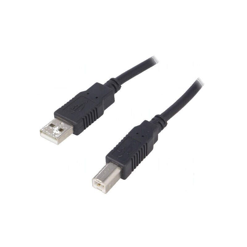 Cablu USB 2.0 A la B 1.8m negru Fire: Cu | Electronic-mag.ro | Componente Electronice