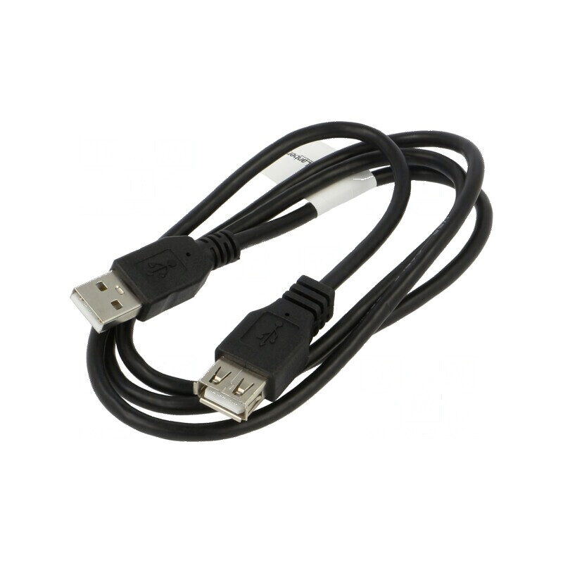 Cablu USB 2.0 A-A 1m negru cu mufă aurită | Electronic-mag.ro | Componente Electronice