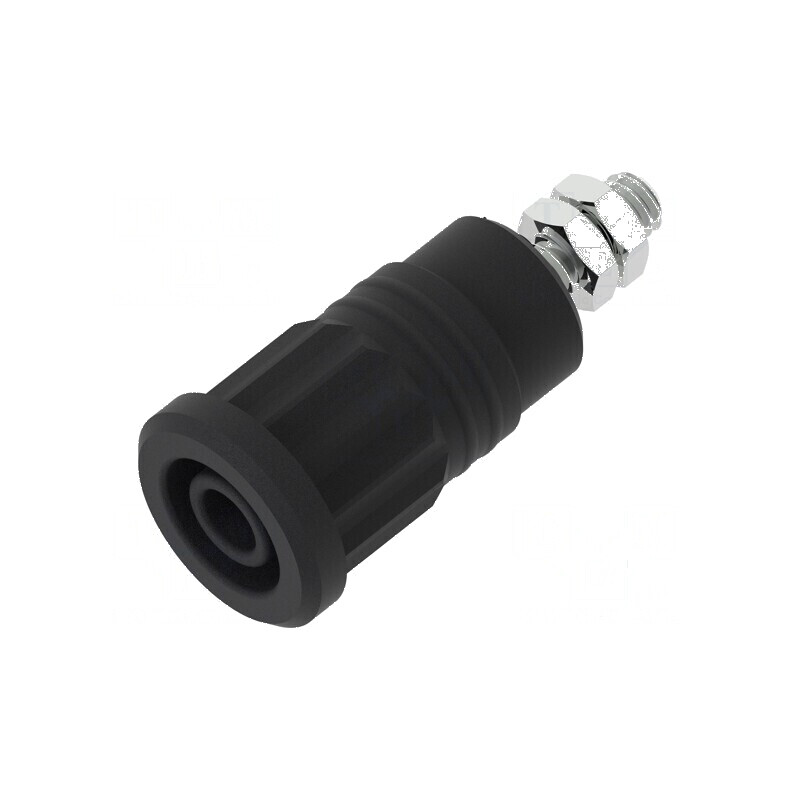 Conector banană 4mm soclu 36A 1kV negru nichelat | Electronic-mag.ro | Componente Electronice