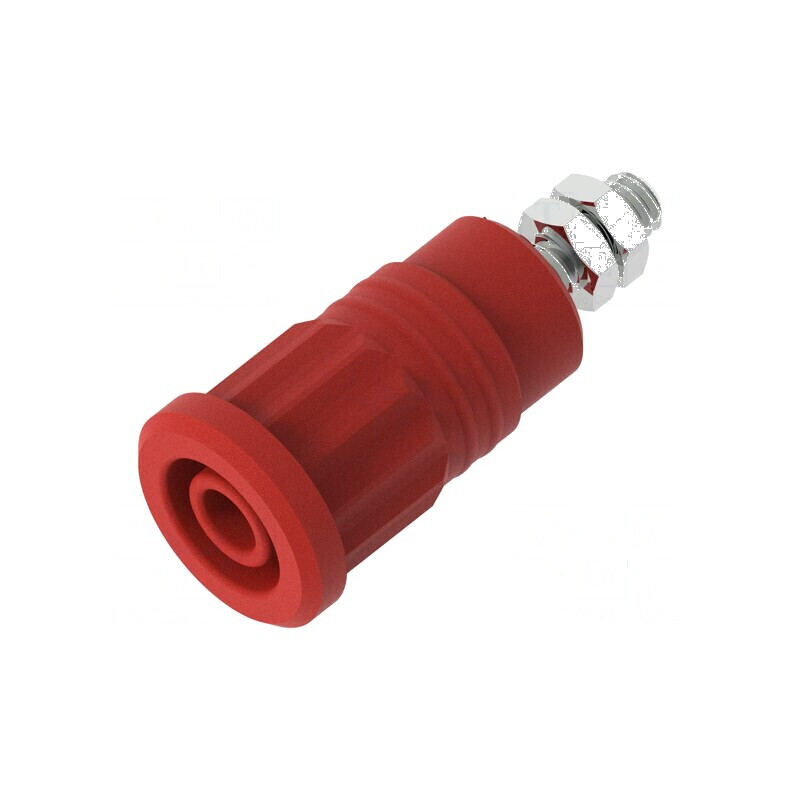Conector banană 4mm soclu 36A 1kV roşu nichelat cu izolaţie | Electronic-mag.ro | Componente Electronice
