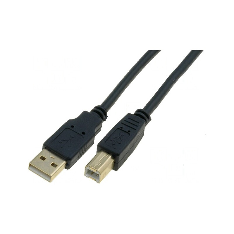 Cablu USB 2.0 A la B 1,8m negru aurit PVC | Electronic-mag.ro | Componente Electronice