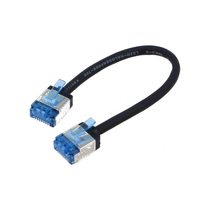 Cablu patch U/FTP 6a cu litat Cu LSZH negru 0,15m 32AWG -20÷75°C | Electronic-mag.ro | Componente Electronice