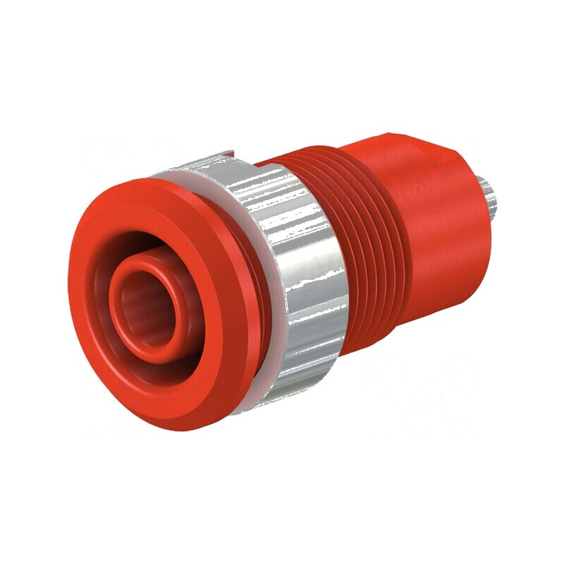 Conector banană 4mm soclu 24A 1kV roşu alamă | Electronic-mag.ro | Componente Electronice