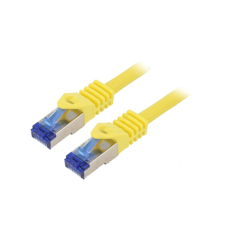 Patch cord S/FTP 6a 0,25m LSZH galben 26AWG | Electronic-mag.ro | Componente Electronice