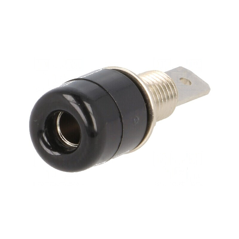 Conector banană 4mm soclu 32A 33VAC 70VDC negru nichelat | Electronic-mag.ro | Componente Electronice