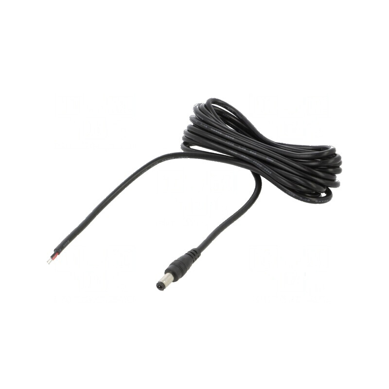 Cablu DC 5,5/2,1 mm 2x0,5mm2 negru 3m 20÷80°C | Electronic-mag.ro | Componente Electronice