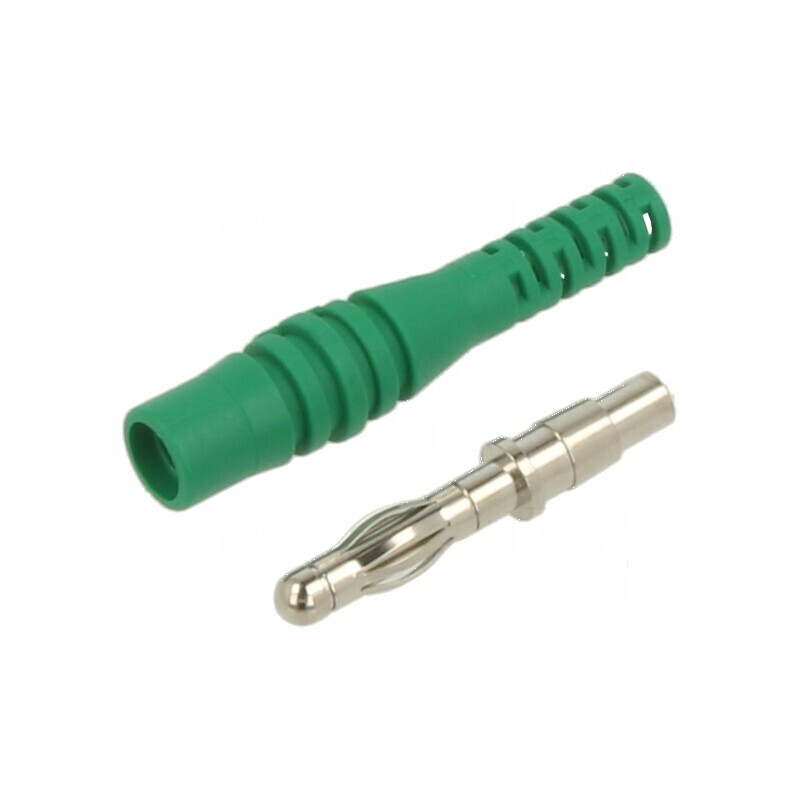 Conector banană 4mm 32A 30VAC 60VDC verde neizolat | Electronic-mag.ro | Componente Electronice