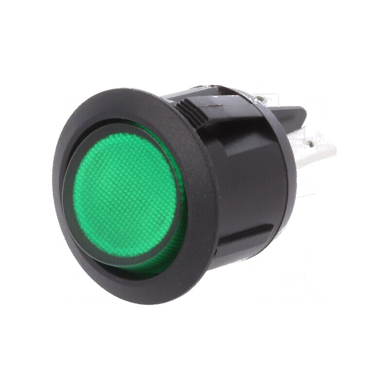 Rocker Switch DPST 2 ON-OFF 20A 12VDC Verde LED R13-244-DC 50mΩ | Electronic-mag.ro | Componente Electronice