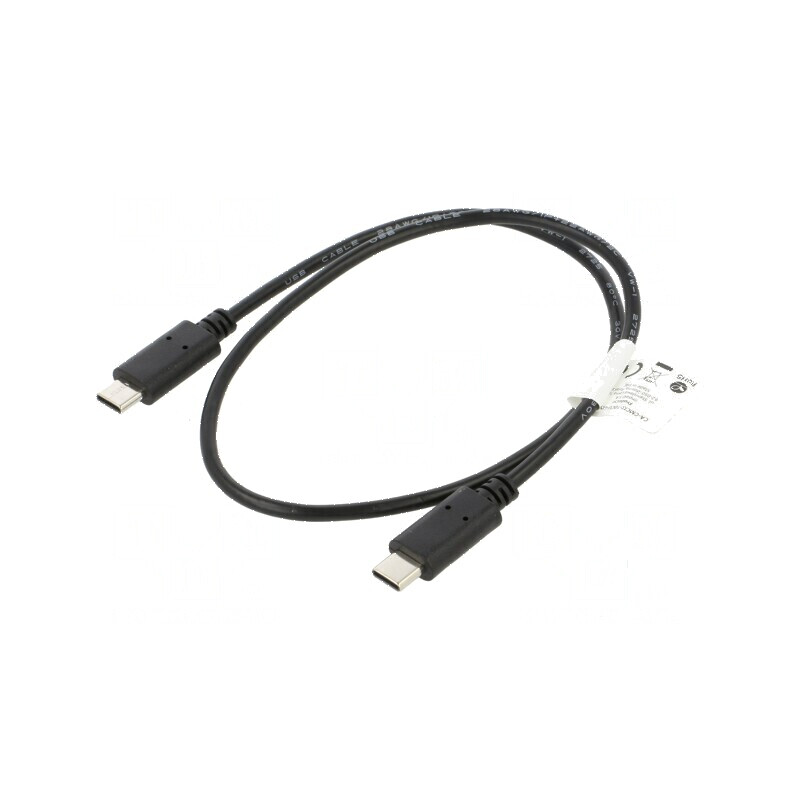 Cablu USB 2.0 USB C aurit 0,5m negru | Electronic-mag.ro | Componente Electronice