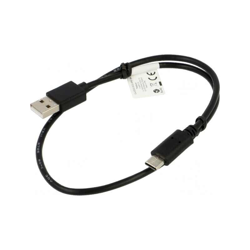 Cablu USB 2.0 A la C 0,5m negru aurit Fire: Cu | Electronic-mag.ro | Componente Electronice