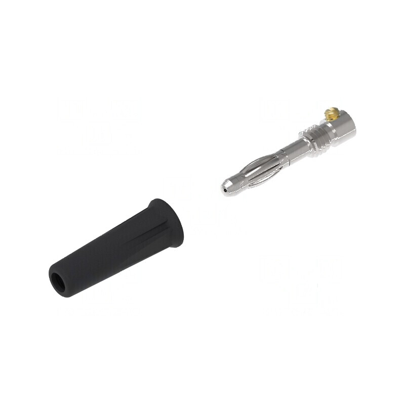 Conector banană 4mm negru 36A 30VAC 60VDC neizolat | Electronic-mag.ro | Componente Electronice