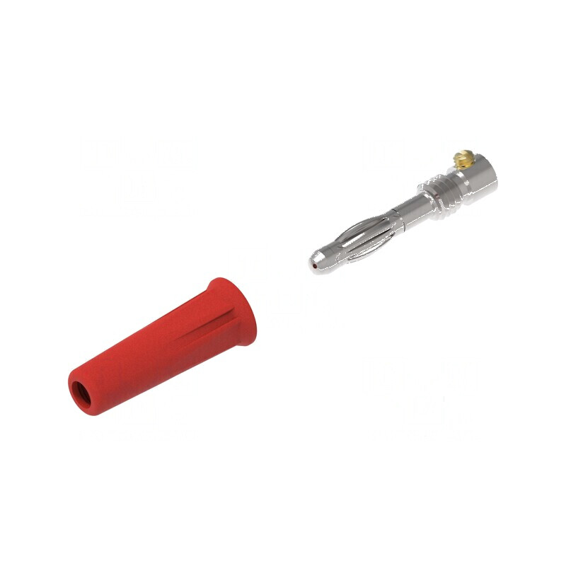 Conector banană 4mm roşie neizolat 36A 30VAC 60VDC | Electronic-mag.ro | Componente Electronice