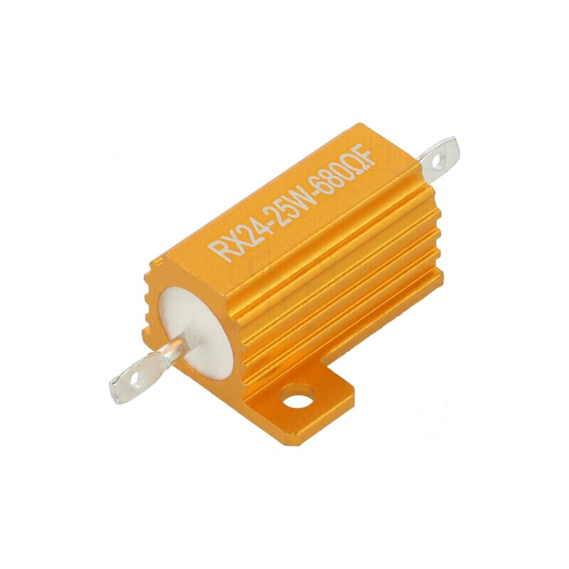 Rezistor bobinat 680Ω 25W ±1% 30ppm/°C cu radiator pentru lipit | Electronic-mag.ro | Componente Electronice