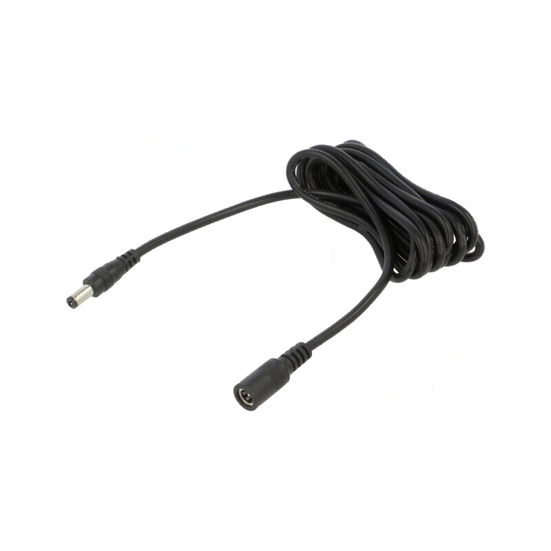 Cablu DC 5,5/2,1mm cu mufă și soclu drept 2x0,5mm2 negru | Electronic-mag.ro | Componente Electronice